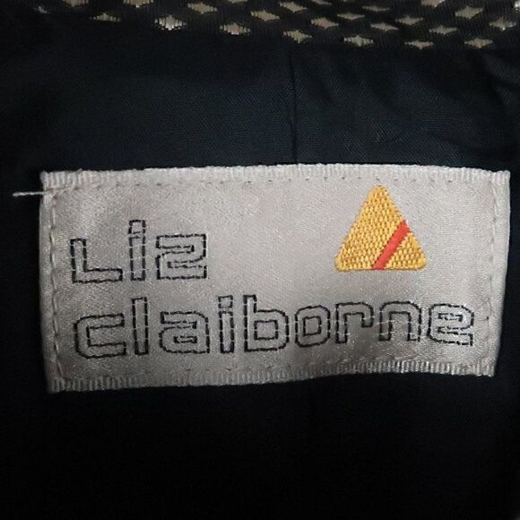 LIZ CLAIBORNE VINTAGE BLACK & GOLD DIAMOND DESIGN BUSINESS OFFICE JACKET SIZE 10 - Picture 2 of 8